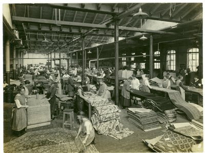 The Finishing Room, Axminster Section, Carpet Factory, 1923 by English Photographer